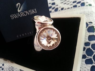 Swarovski Clear Crystal Twist Silver Plate Ring. Size Medium / See Chart Below