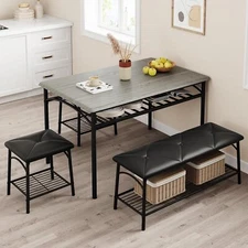 Dining Table Set for 4 Kitchen Table Set with Upholstered Bench Storage Modern