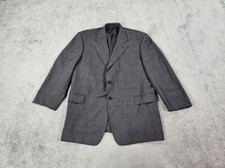 Vintage Hickey Freeman Suit Jacket 46 R Gray Wool Chambray Loro Piana Italy