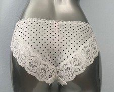 Victoria's Secret Bikini Panty Body By Victoria White Dot Lace Trim Soft M L XL
