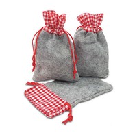 12 Filz-Beutel Rot/Grau 15 X 10Cm Adventskalender SäCkchen Stoffbeutel