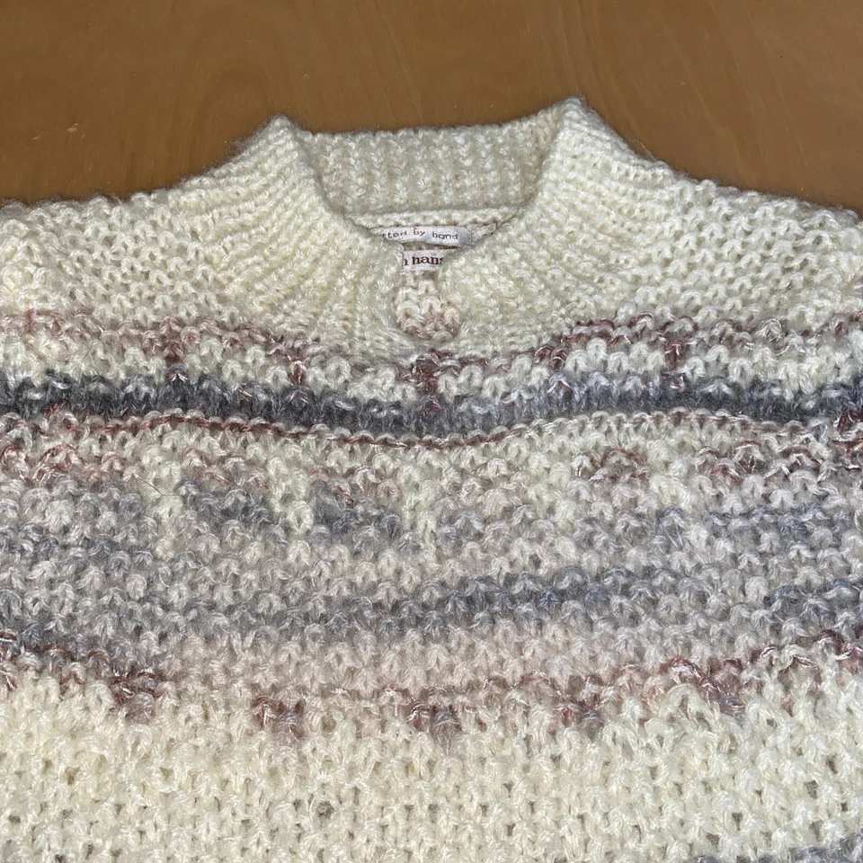 Suéter Lauren Hansen Acogedor Tejido a Mano Rosa Gris Excelente Estado De Colección Foto 2 de 4
