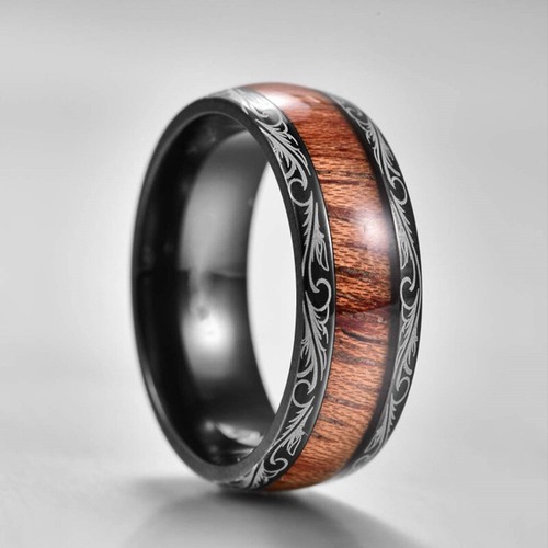 Men Women Stainless Steel Rings Dragon/Shell/Wood/Band Ring Titanium Engagement~ - Picture 21 of 68