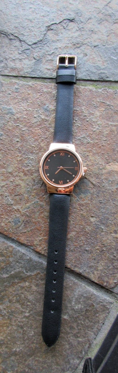 NEW LBVYR Wrist Watch Women's Round Gold Tone w Swarovski