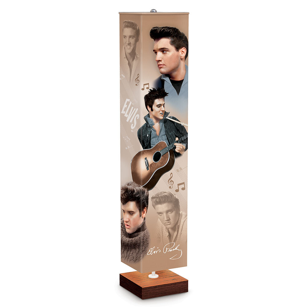 Elvis Presley Floor Lamp With Art On 4-Sided Fabric Shade by