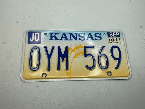 2001 Kansas Wheat License Plate Tag# OYM569 Johnson County Sept