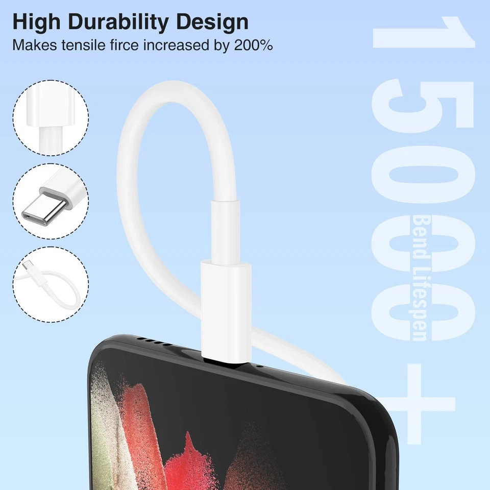 Cavo USB-C a USB-C da 3 piedi caricatore rapido da tipo C a tipo C spedizione gratuita - Immagine 3 di 4