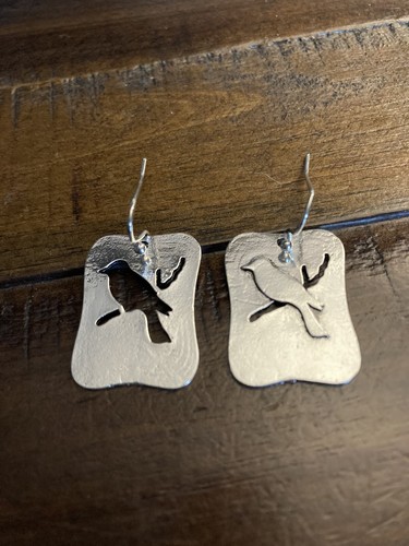 SILVER TONE BIRD EARRINGS