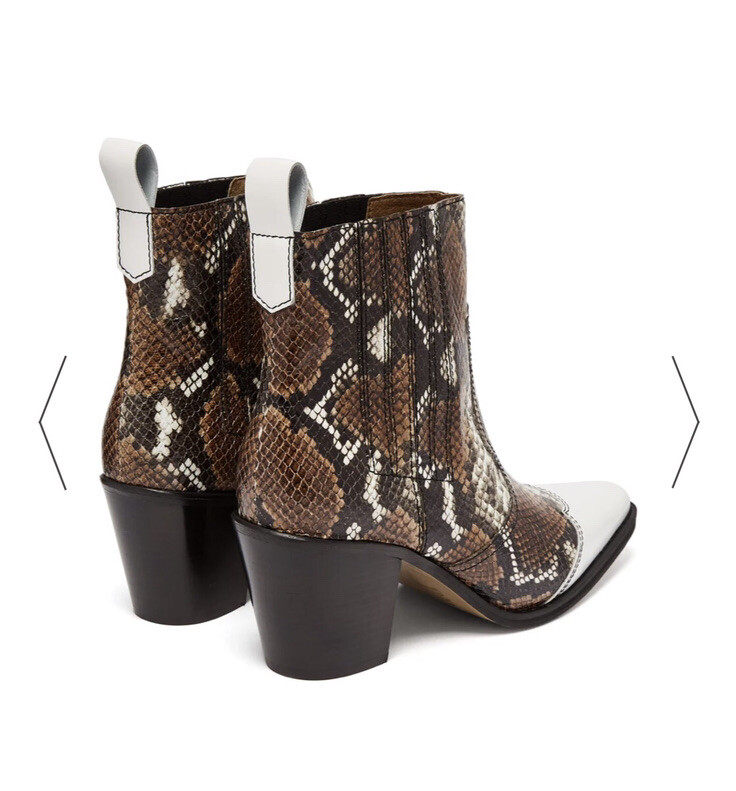 Worn twice. Ganni western leather python snakeski… - image 3
