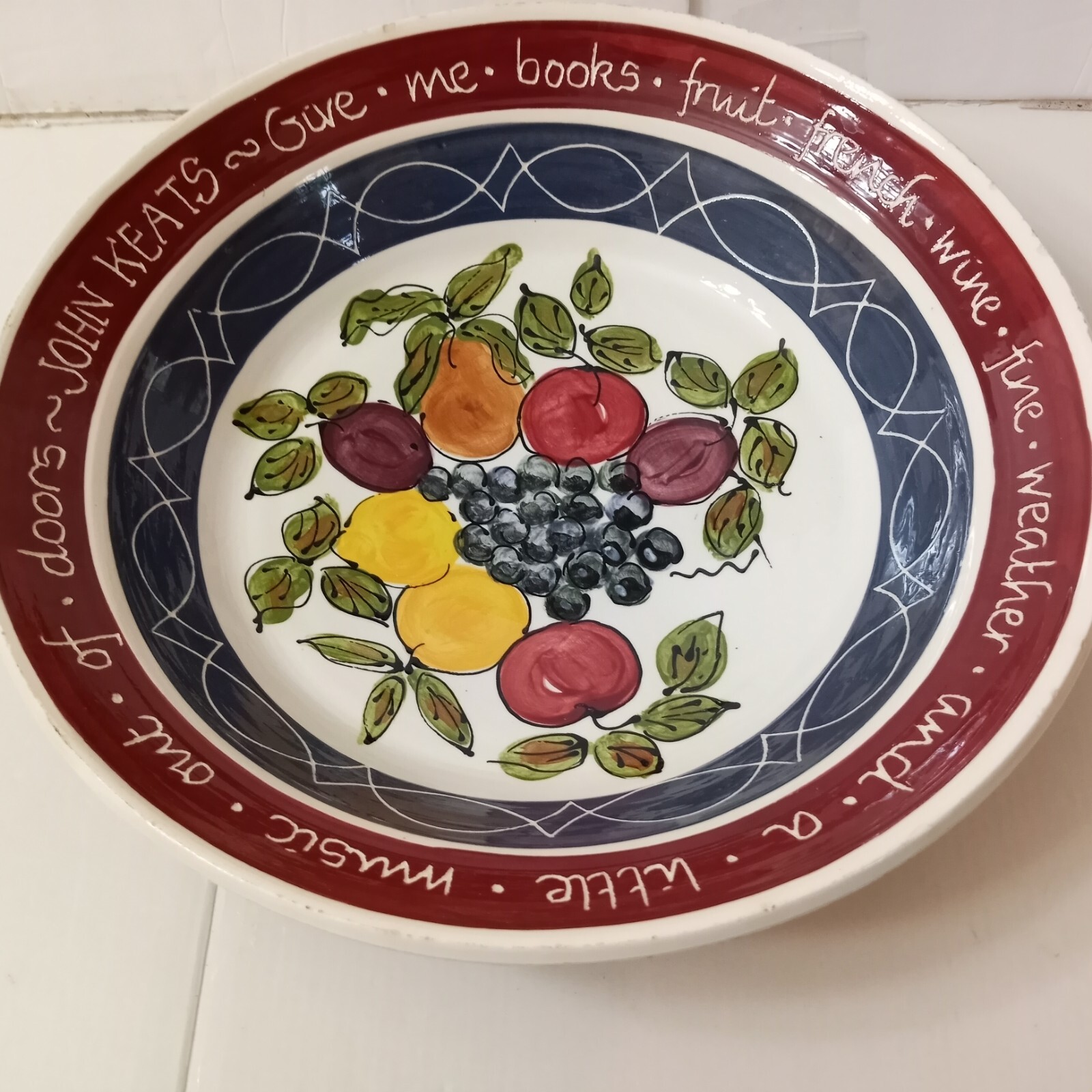 Newton Street Pottery Ceramic 12.5" Round Serving Fruit Bowl Platter