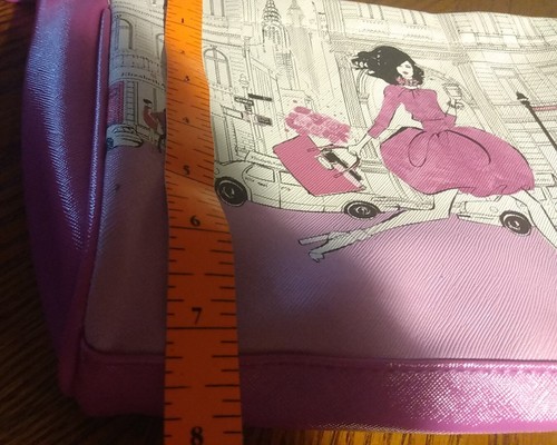 Elizabeth Arden Cosmetic Makeup Toiletries Bag Clutch Purse Pink Artistic Sketch - Picture 6 of 7