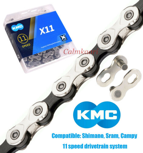 KMC X11 11-Gang dehnsichere Fahrradkette 118L X11.93 passend für Campy SRAM Shimano - Bild 1 von 12