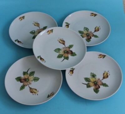 Kahla 5 Stück Kuchenteller klein Retro Blumen Porzellan Abendbrot Frühstück