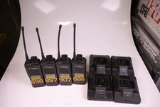 Lot of 4 Motorola GP300 Two Way Radio, W/ Docks, Batteries, No Chargers