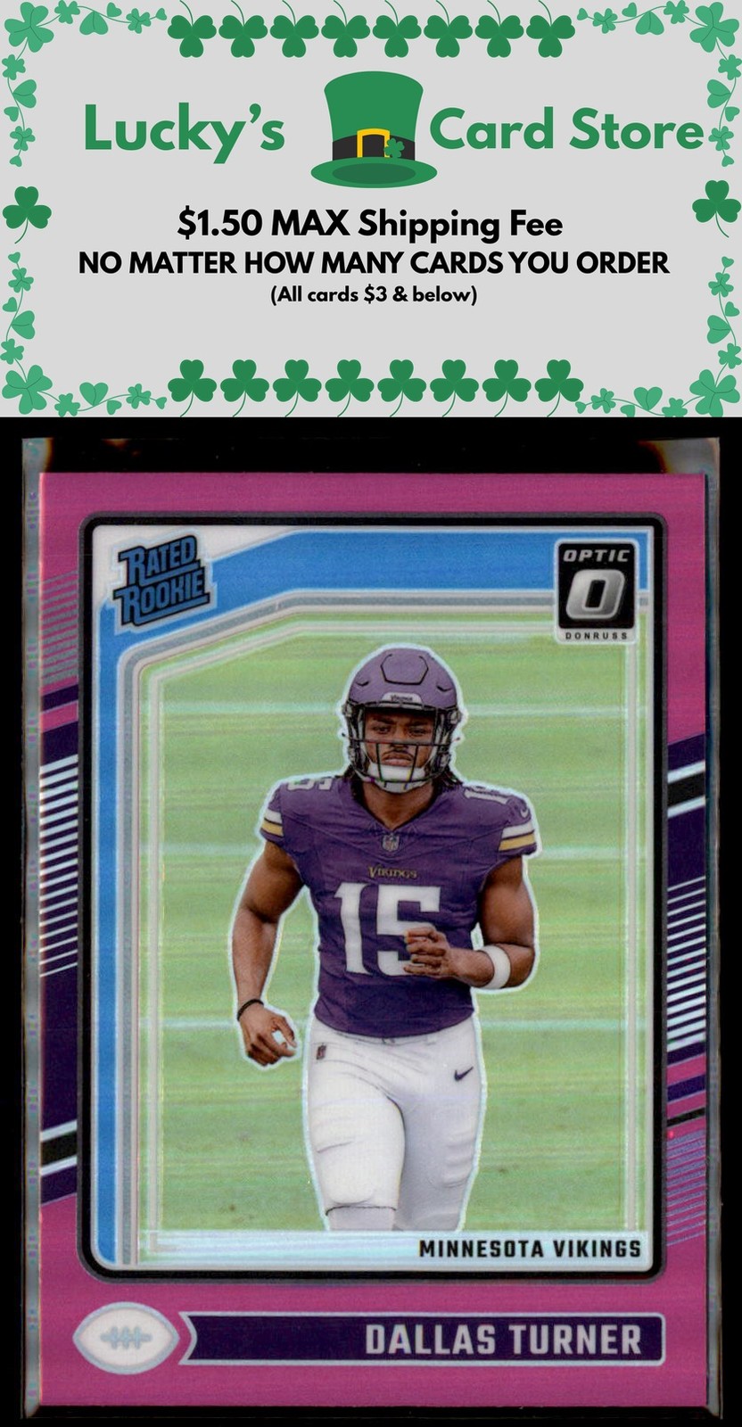 2024 Donruss Optic #224 Dallas Turner Pink Holo Rookie Prizm