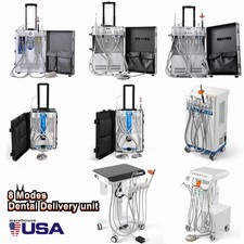 Portable Dental Delivery Unit System Mobile Suction with Air Compressor 4 Holes