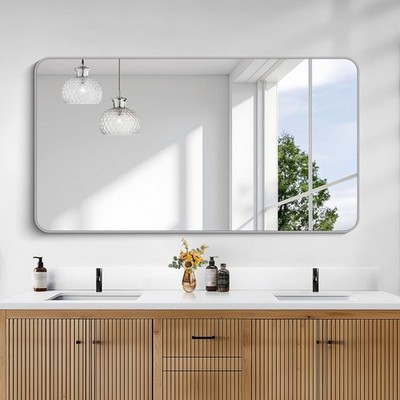 Silver Bathroom Mirror, 30x55 Inch Bathroom Mirror for Over Sink, HD Tempered