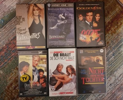 6 VHS Filme Extremities,Bodyguard,Goldeneye,Mrs. Doubtfire,Nicht ohne meine Toch