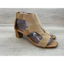 Donald J Pliner Women's Sandals Camel Suede Patent Leather Block Heel 6 Shoes