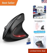 Wireless Bluetooth Ergonomic Vertical Mouse - 4800 DPI, Quiet Clicks, 6 Buttons