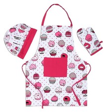 Kid Apron and Chef Hat Set, 3 Pcs Cooking Baking Set - Kitchen Play, Cooking ...