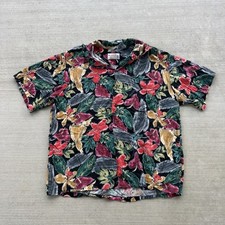 VTG Iolani Shirt Men L Hawaiian Aloha Button Up Spread Collar Floral Tropic USA