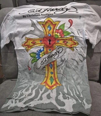 Ed Hardy Medium T shirt By Christian Audigier NEW WITH TAGS UK Vintage Rare Usa - Image 1 of 4