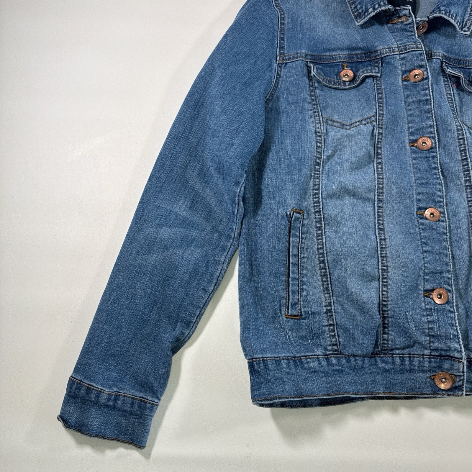 Cavalini Blue Button Collared Pockets Women's Den… - image 3