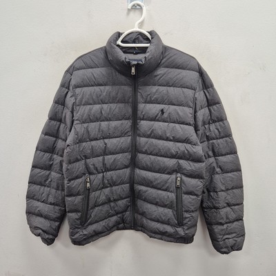 Ralph Lauren Polo Bleeker Daunen leichte graue Steppjacke Mantel Gr. Medium #