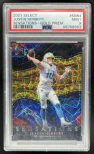 2021 Panini Select Justin Herbert Sensations Gold Prizm #/10 Chargers PSA 9