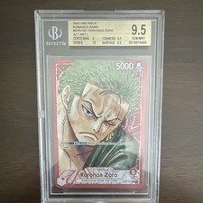 Lámina de arte antiguo Bandai One Piece Roronoa Zoro OP01-001 Romance Dawn BGS 9,5