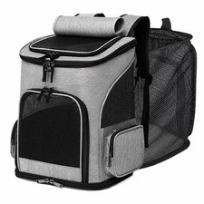 Expandable Pet Backpack Carrier for Cats and Small Dogs - Grey