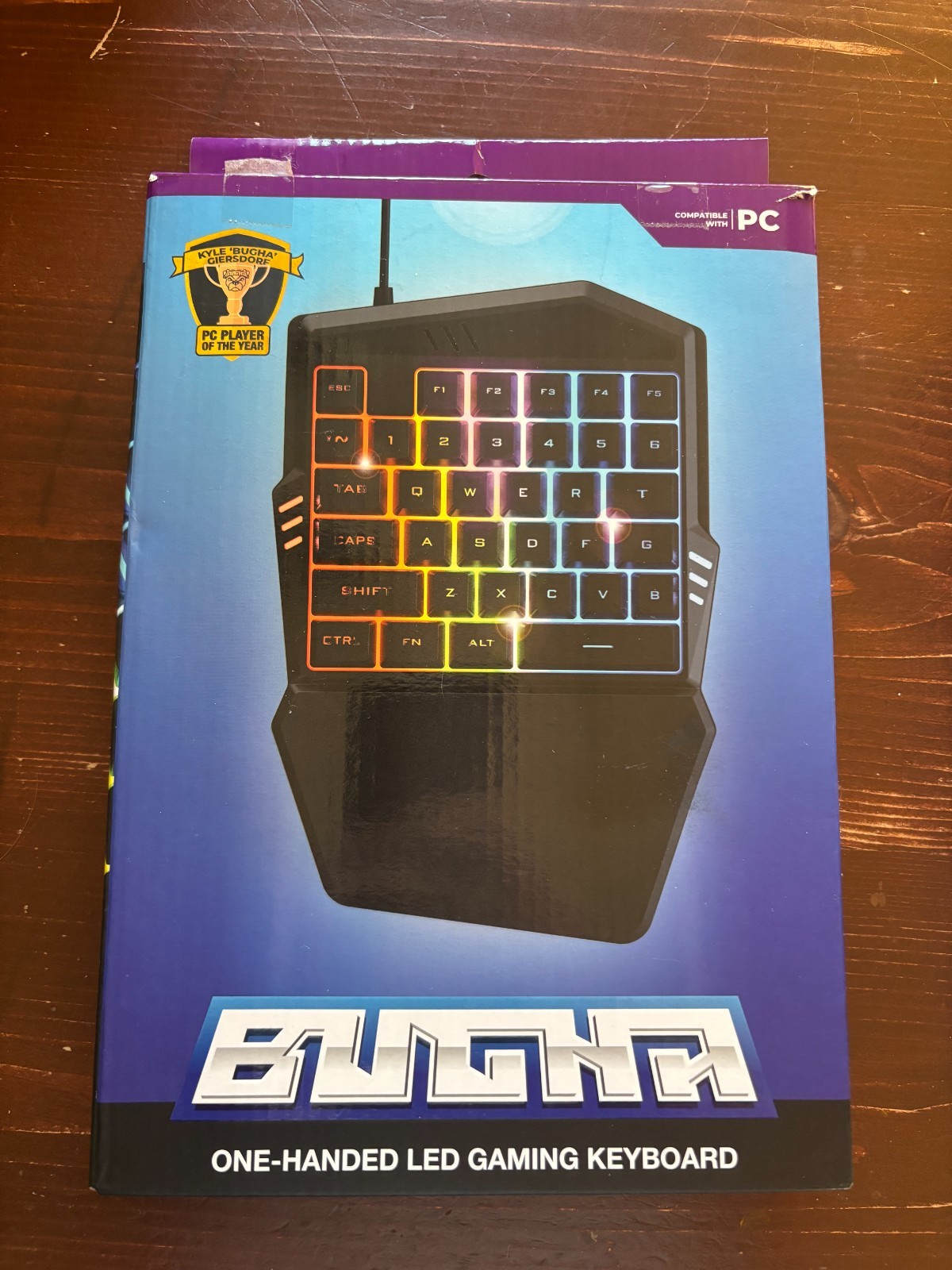 USB Bugha Exclusive RGB LED Color Changing One Handed Ergonomic Gaming Keyboard