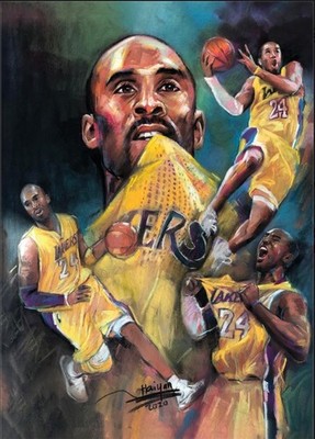Kobe Bryant Collage,Artist Rendition.On a 2.5  X 3.5  Metal Refrigerator Magnet.