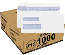 1000 Pack 10 Double Window Security Self-Seal Envelopes - Suitable 1000