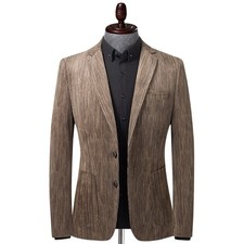 Corduroy Mens Suit Jacket Single Breasted 2 Buttons Slim Fit Formal Coat Outwear