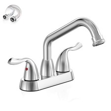 Centerset 4-Inch 2 or 3 Hole Chrome Utility Sink/Laundry Faucet, with Rotatab...