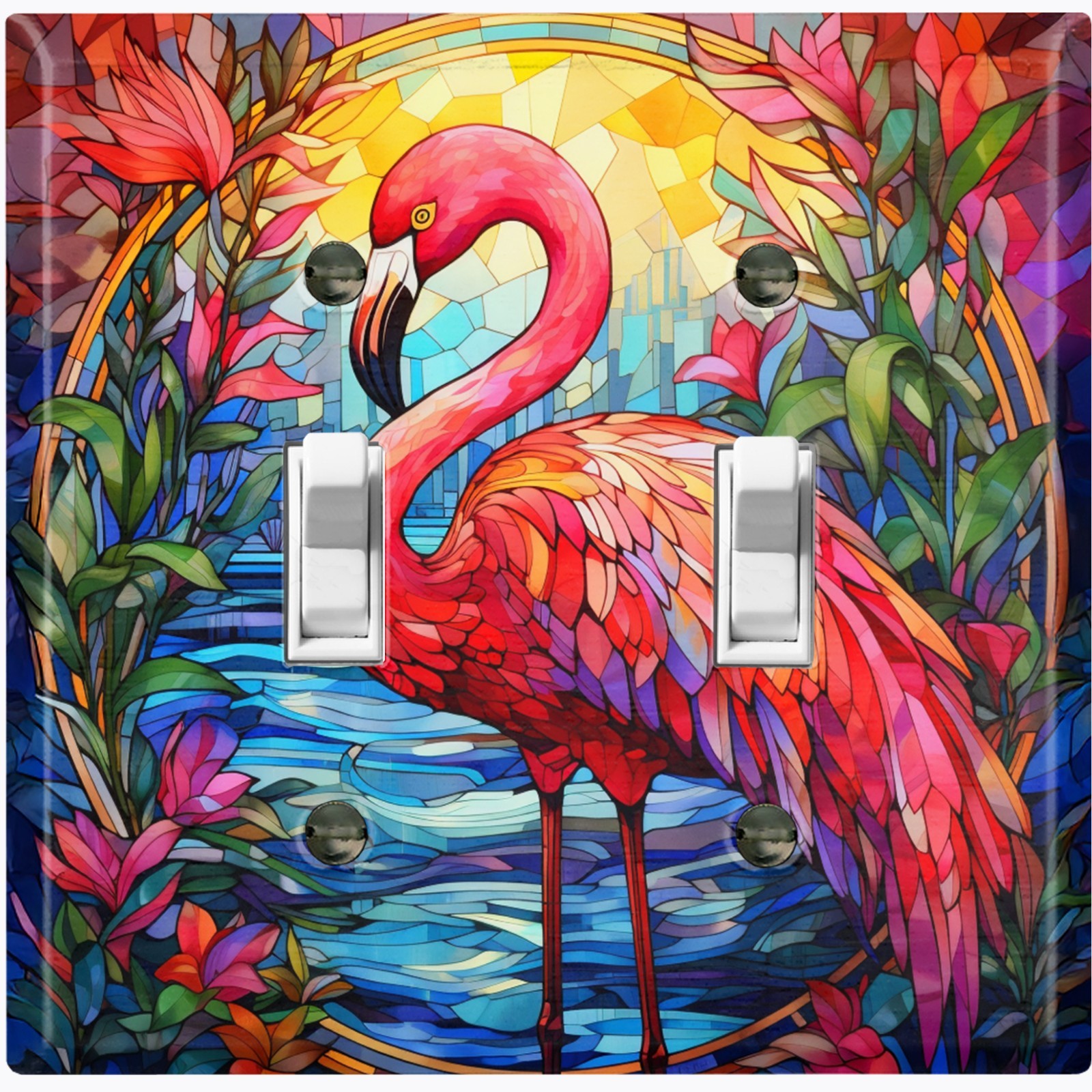 Flamingo Stained Glass Print Aml153