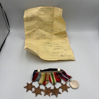 WW2 British Navy Medal Group Inc Africa Burma Pacific w Papers Edward Burton