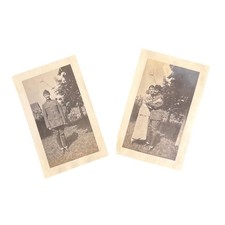 Vintage WWI Era Military Photos Lot of 2 Soldier and Couple Antique Snapshots