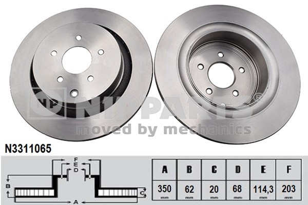 2X Nipparts Bremsscheibe N3311065 FüR Infiniti Q50 FX QX70 Q70 Y51 Q60 AWD 30D-image