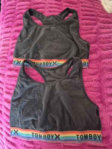 Tomboyx Racerback Soft Bras L - Rainbow Black