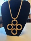 Vtg. Crown Trifari Mod Necklace 60s or 70s jewelry gold-tone collar length