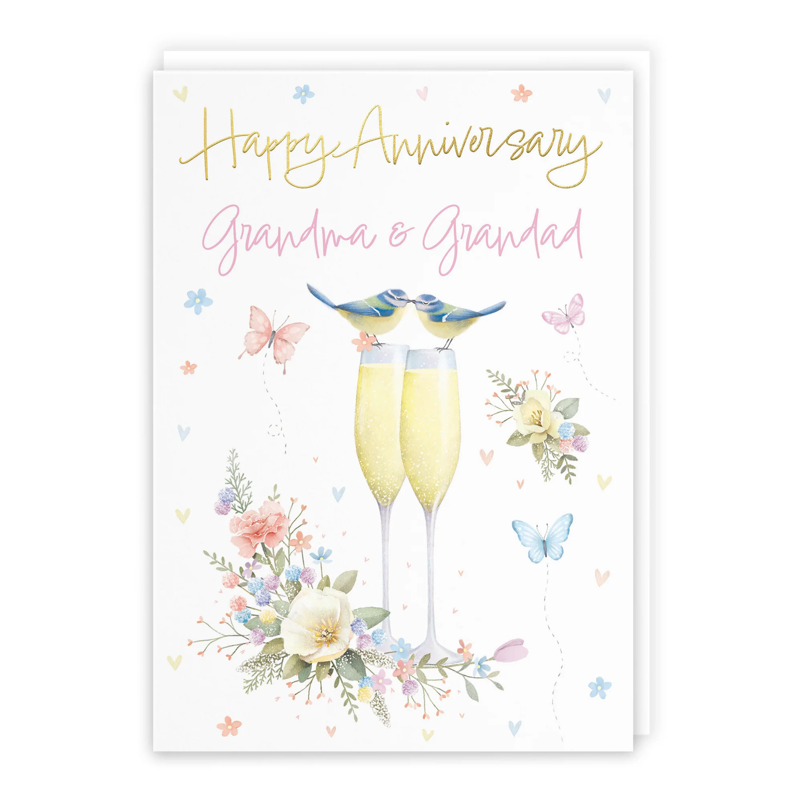Grandma And Grandad Anniversary Card Champagne Flutes Milo's Gallery