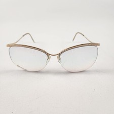 Vintage Glasses Womens Gold Metal Butterfly Clear Lens 57-18 Oversized