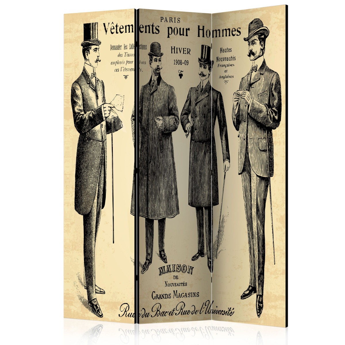 Paravent 3 volets Vêtements Pour Homme masquer portant et ranger la chambre