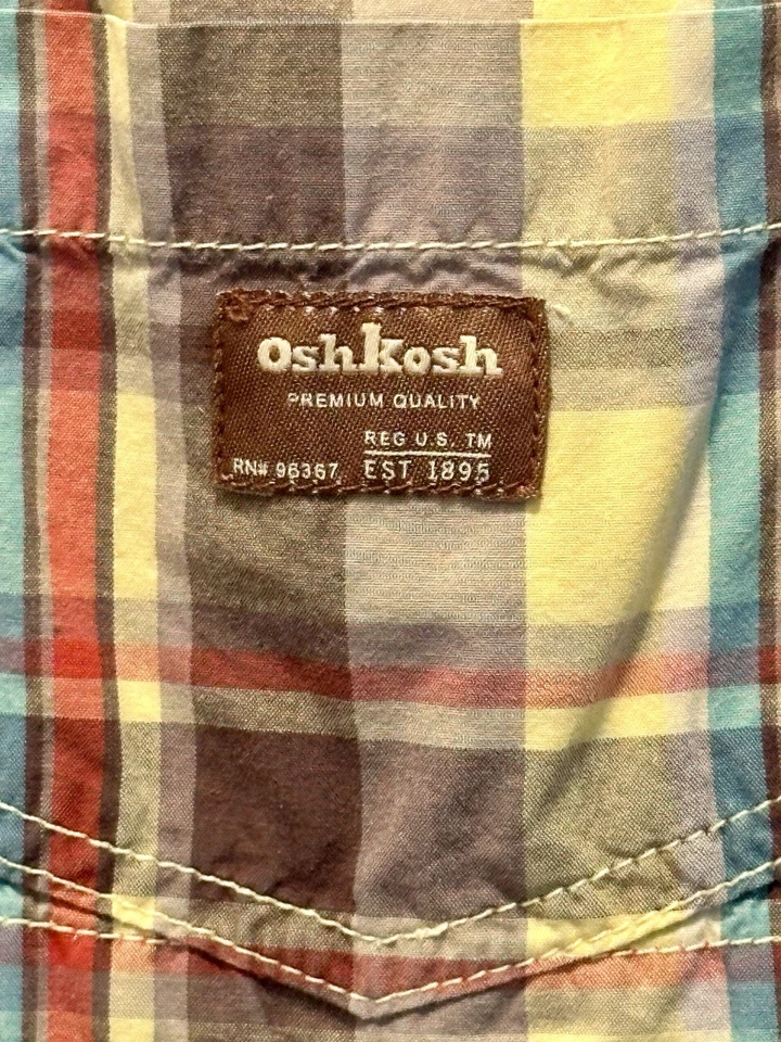 Macacão Oshkosh B'Gosh Criança Meninos Amarelo Xadrez Vestback Shorts Tamanho 18 Meses - Imagem 2 de 4