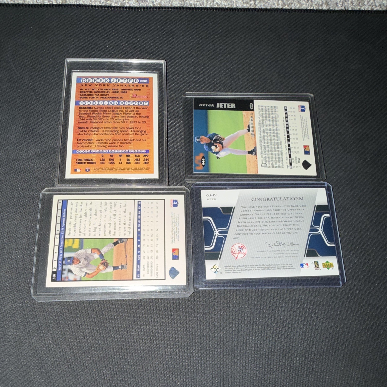 Derek Jeter 4-Card Lot - Yankees MLB incl. UD Game Used Jersey view 2