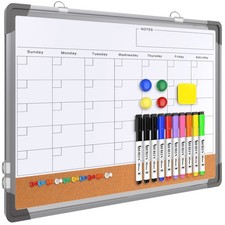 17x13 Magnetic DoubleSided Dry Erase Cork Board Calendar for Wall