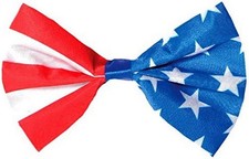Red, White Blue Bow Tie USA Fancy Dress Up Halloween Adult Costume Accessory